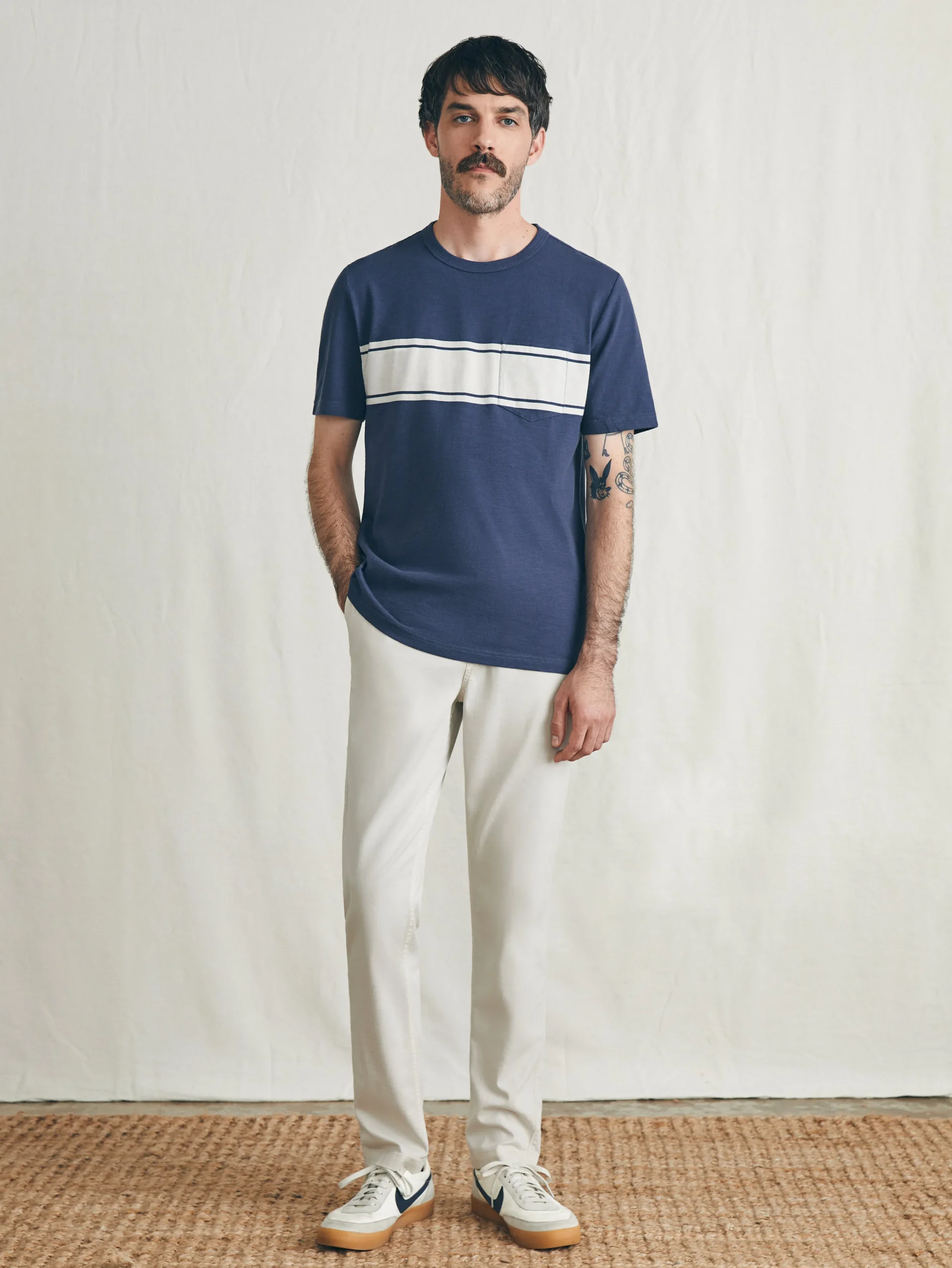 Surf Stripe Sunwashed Pocket Tee -*Faherty Brand