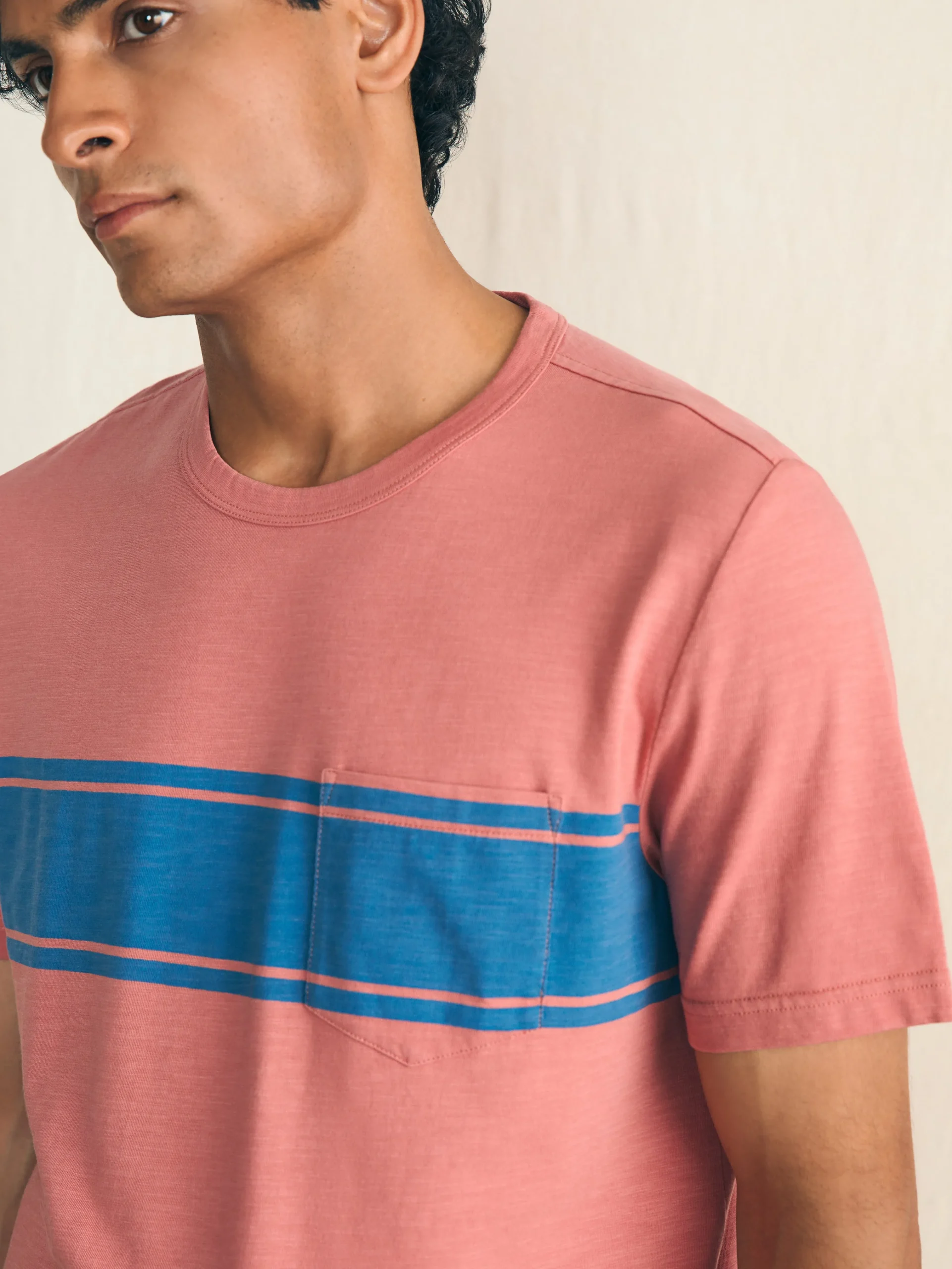 Surf Stripe Sunwashed Pocket Tee -*Faherty Brand Clearance