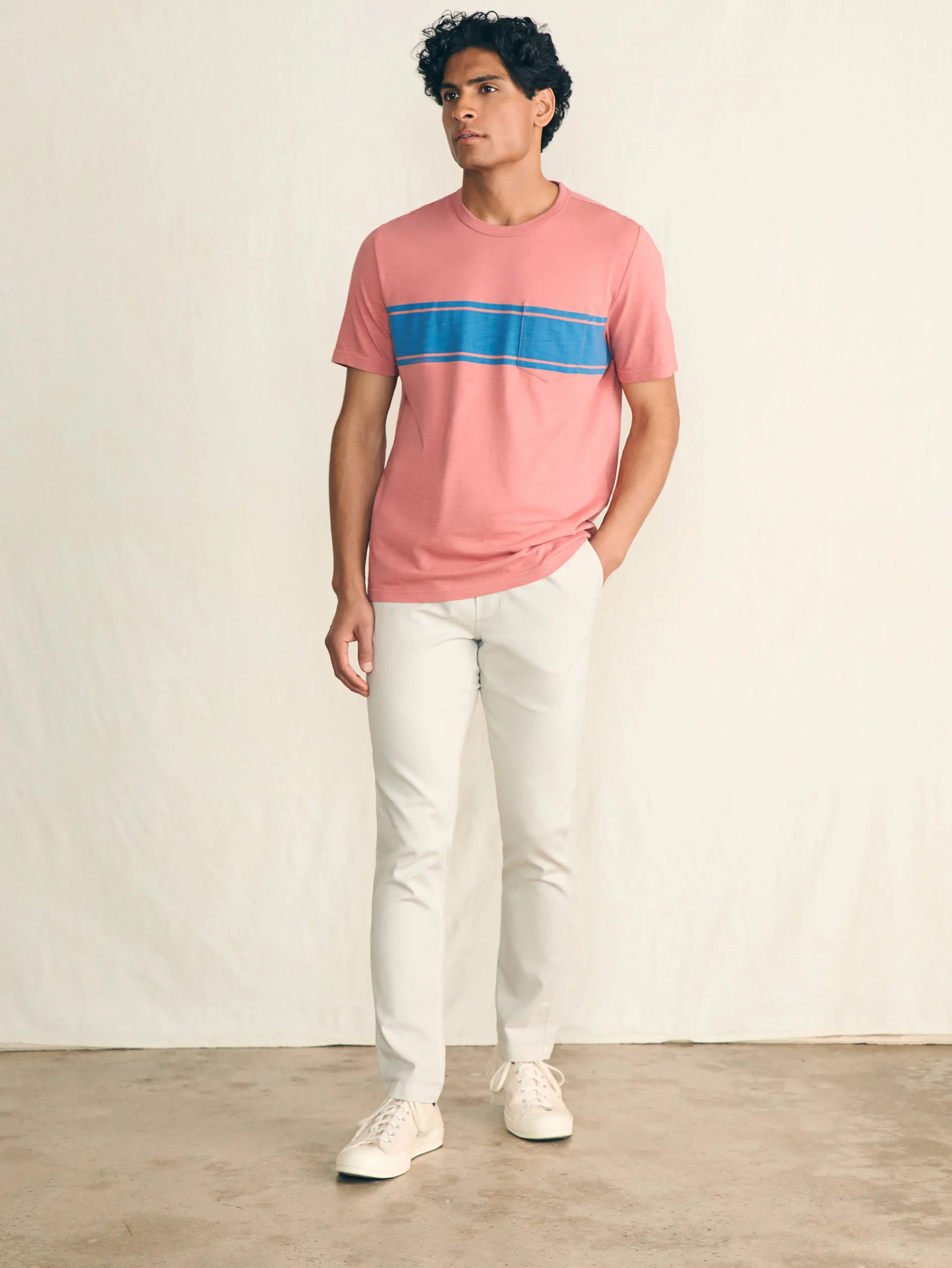 Surf Stripe Sunwashed Pocket Tee -*Faherty Brand Clearance
