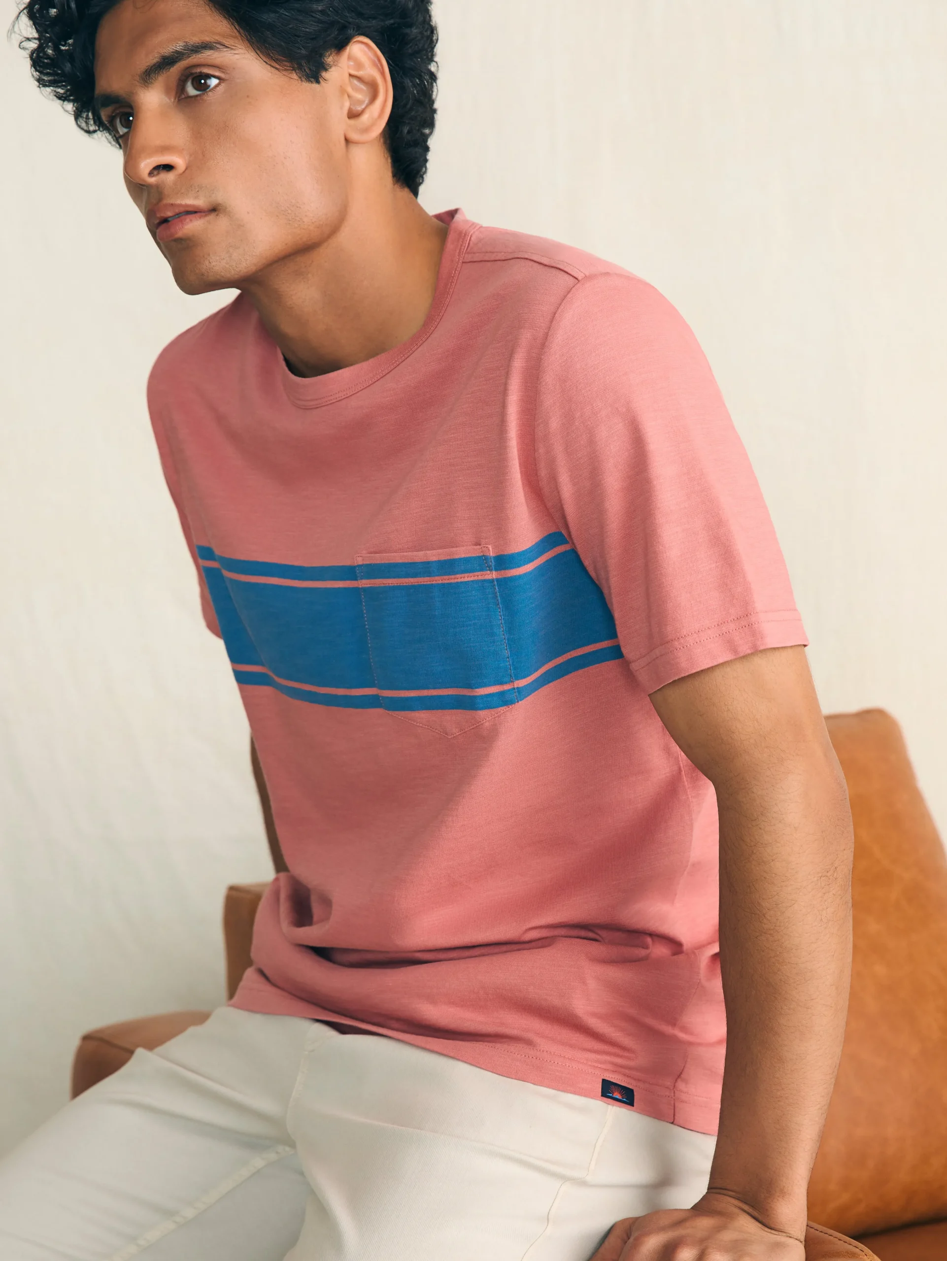 Surf Stripe Sunwashed Pocket Tee -*Faherty Brand Clearance