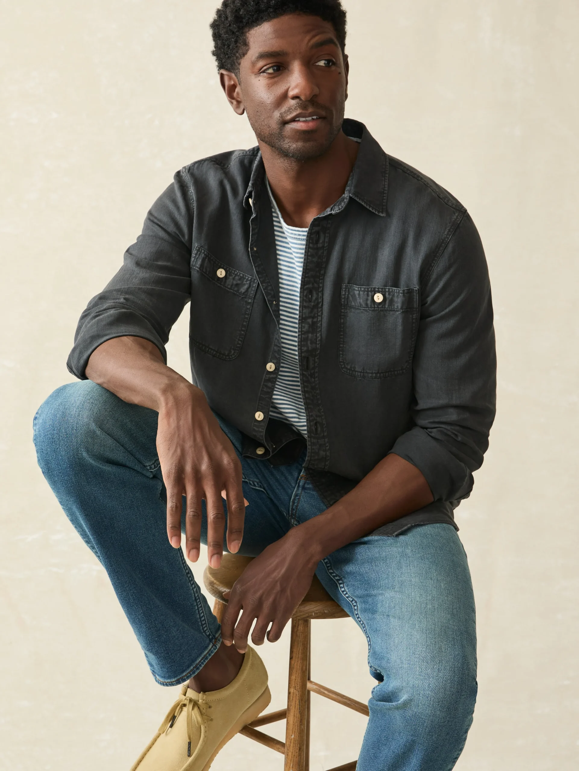 Tried & True Chambray Workshirt -*Faherty Brand Discount